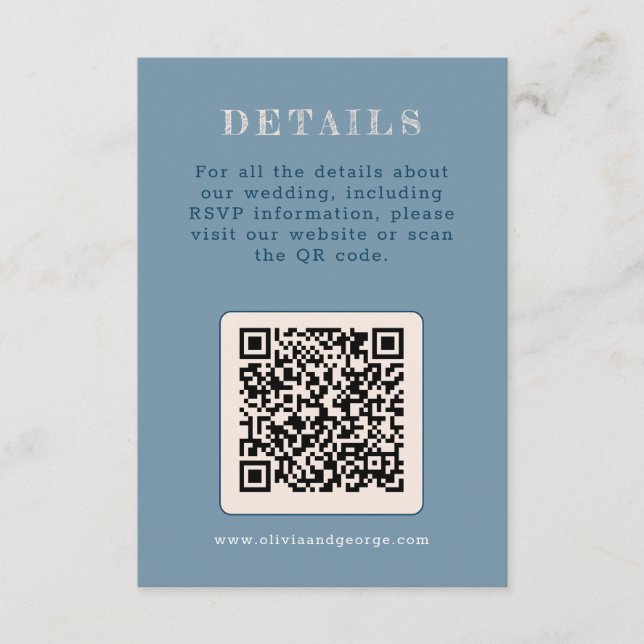 Dark Blue Simple Wedding  Enclosure Card (Front)