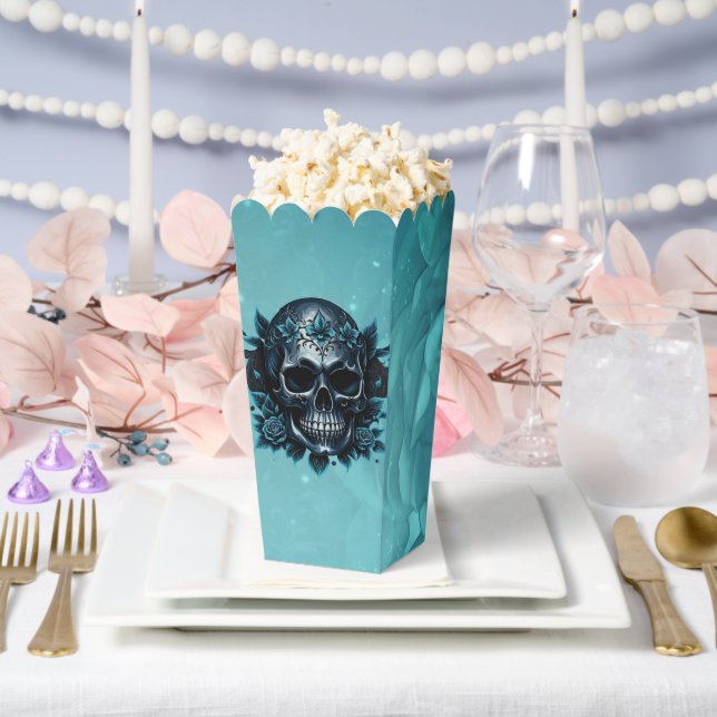 Dark blue skull with roses. favour box (Wedding)