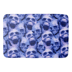 Dark Blue Skulls Bath Mat