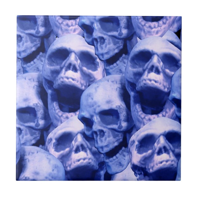 Dark Blue Skulls  Ceramic Tile (Front)