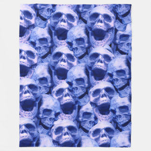 Dark Blue Skulls Fleece Blanket