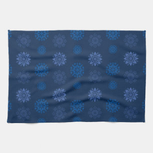 Dark Blue Snowflake Pattern Tea Towel