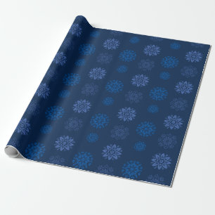 Dark Blue Snowflake Pattern Wrapping Paper