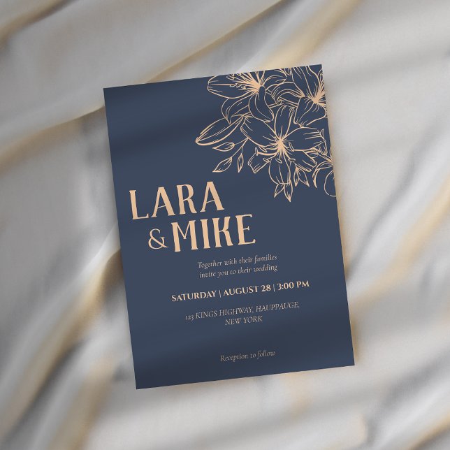 Dark Blue Soft All in One Wedding Invitations (Creator Uploaded)