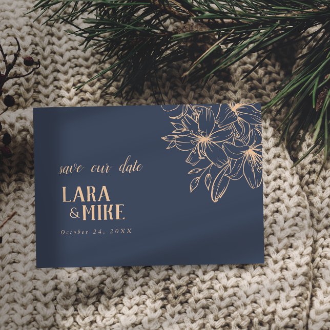 Dark Blue Soft Wedding The Date Card (Creator Uploaded)