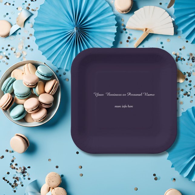 dark  blue solid colour -personalised square paper plate (Creator Uploaded)