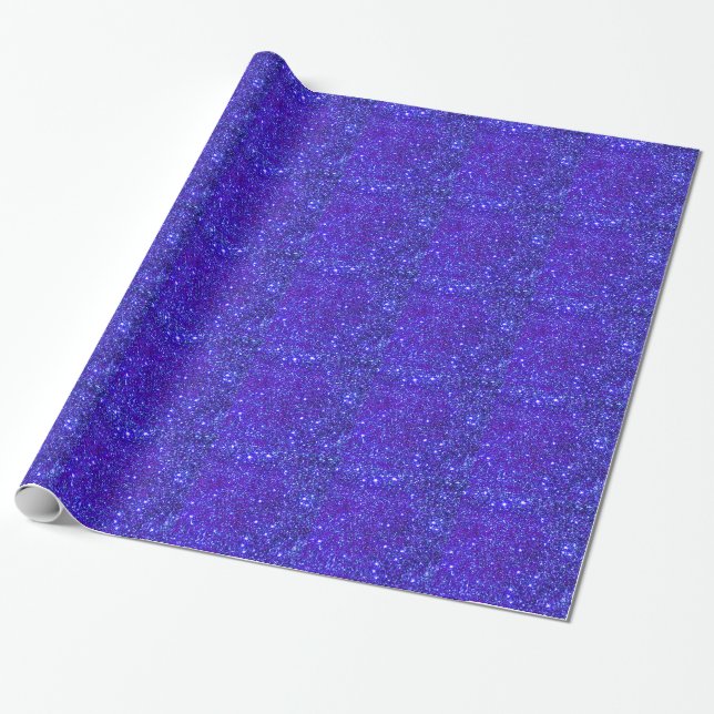 Dark Blue Sparkle Glitter Night Sky Starfield Star Wrapping Paper (Unrolled)