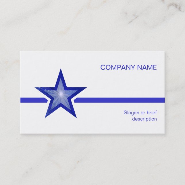 Dark Blue Star blue line business card white (Front)
