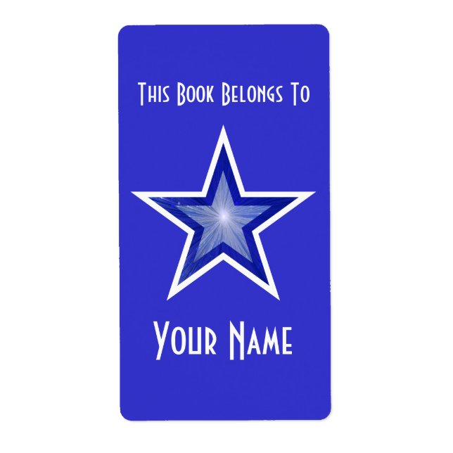 Dark Blue Star bookplate label large blue (Front)