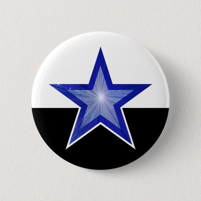 Dark Blue Star button white black (Front)