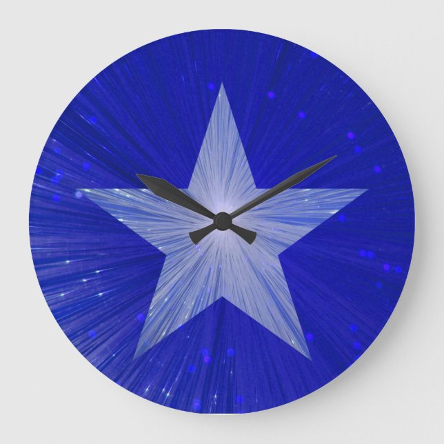 Dark Blue Star clock round (Front)