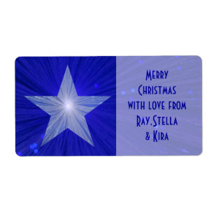 Dark Blue Star 'Names' gift tag label large