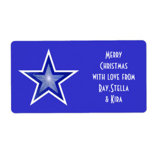 Dark Blue Star 'Names' gift tag label large blue