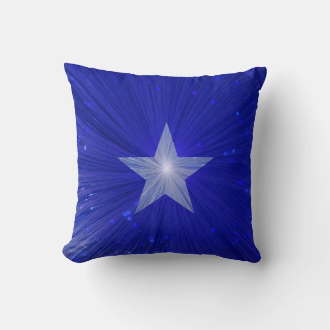 Dark Blue Star printed throw pillow square (Front)