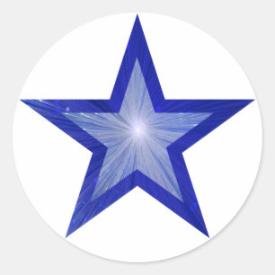 Dark Blue Star sticker round white