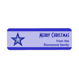 Dark Blue Star stripe Merry Christmas text pale Return Address Label