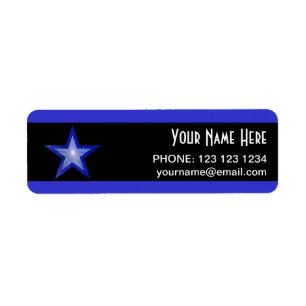 Dark Blue Star stripe 'Name' text small black Return Address Label