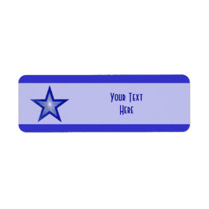 Dark Blue Star stripe 'Your Text' pale blue Return Address Label