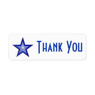 Dark Blue Star 'Thank you' label small white Return Address Label