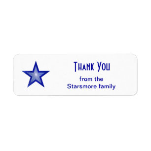 Dark Blue Star 'Thank You' text label small white Return Address Label