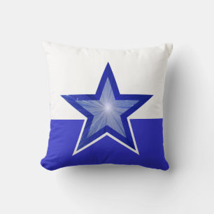 Dark Blue Star throw pillow square blue white