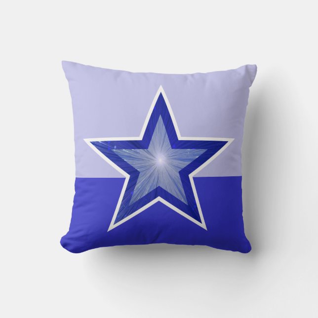 Dark Blue Star throw pillow square two colour blue (Front)