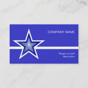 Dark Blue Star white line business card blue