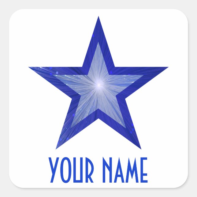 Dark Blue Star 'Your Name'' square sticker white (Front)