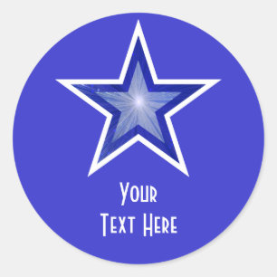 Dark Blue Star 'Your Text' round sticker blue