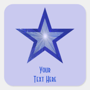 Dark Blue Star 'Your Text' square pale blue Sticker