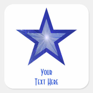 Dark Blue Star 'Your Text' square sticker white