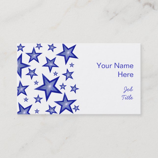 Dark Blue Stars business card side white (Front)