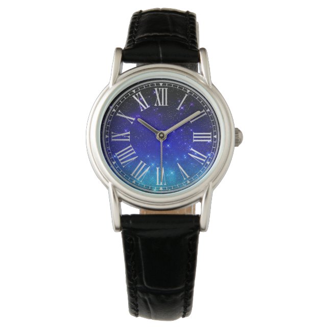 Dark Blue Stars Galaxy Gradient Twilight Watch (Front)