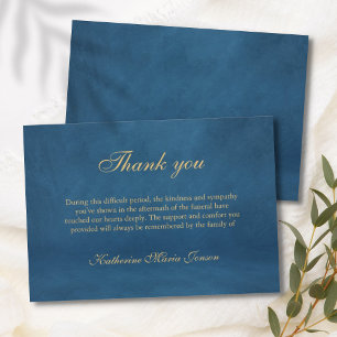 Dark Blue Sympathy Examples After Funeral  Thank You Card