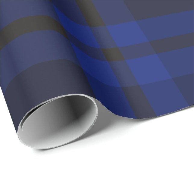 Dark Blue Tartan Plaid Check Wrapping Paper  (Roll Corner)