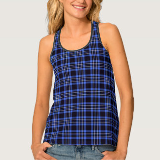 Dark Blue Tartan Plaid Pattern Singlet