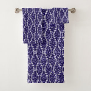 Dark Blue Tatewaku Same Komon Bath Towel Set