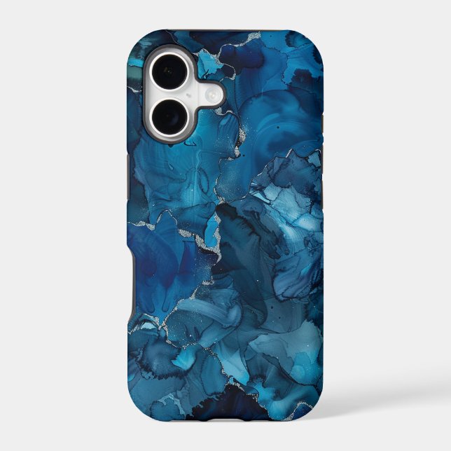 Dark Blue Teal Alcohol Ink Marble (Back)