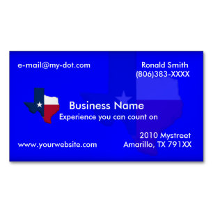 Dark Blue Texas Flag Map Magnetic Business Card