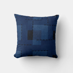 Dark blue textured geometric  napkins cushion