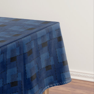 Dark blue textured geometric  napkins tablecloth