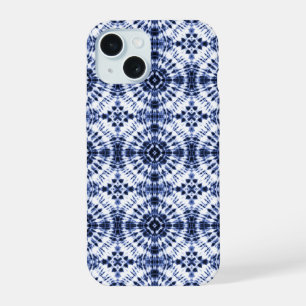 Dark Blue Tie Dye Pattern iPhone 15 Case