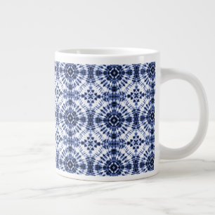 Dark Blue Tie Dye Pattern Large Coffee Mug