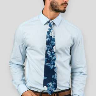 Dark blue tie, floral tie, floral ties for wedding