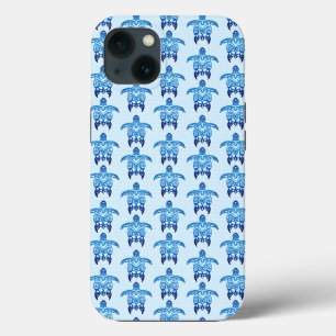 Dark Blue Tribal Honu Turtles iPhone 13 Case