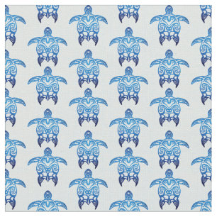 Dark Blue Tribal Honu Turtles Fabric