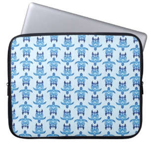 Dark Blue Tribal Honu Turtles Laptop Sleeve