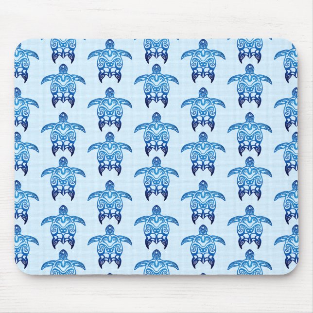 Dark Blue Tribal Honu Turtles Mouse Pad (Front)