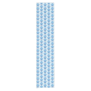 Dark Blue Tribal Honu Turtles Short Table Runner