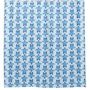 Dark Blue Tribal Honu Turtles Shower Curtain